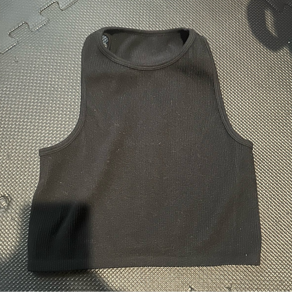 Elegant Black Ribbed Tank Top